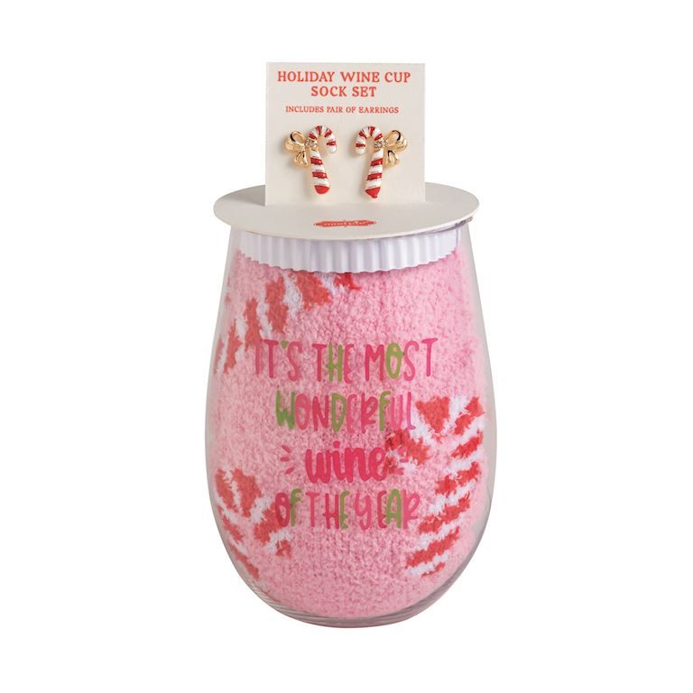 Holiday Wine Cup With Sock Set
