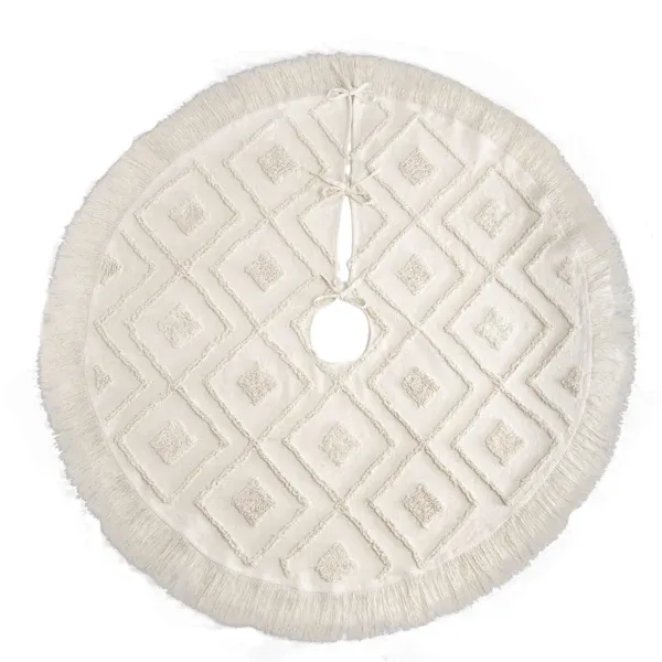 Cream Diamond Tufted Tree Skirt