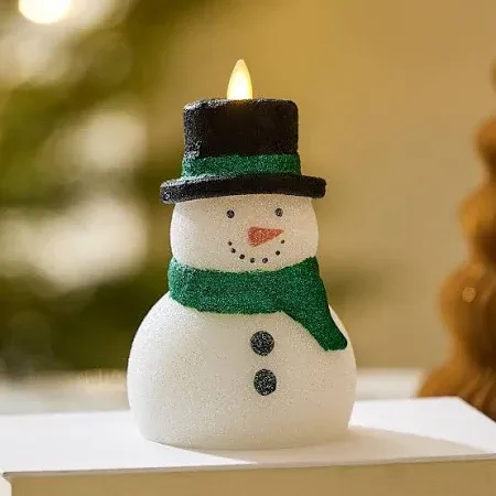 3.8 X6 Inch Glitter Snowman Luminara Candle