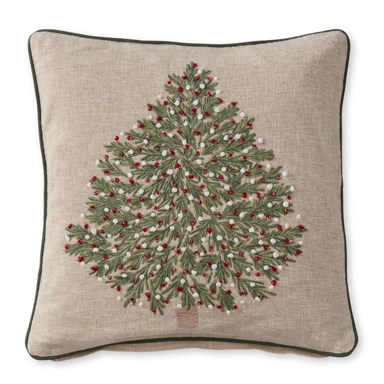 20 Inch Tan Christmas Tree Pillow