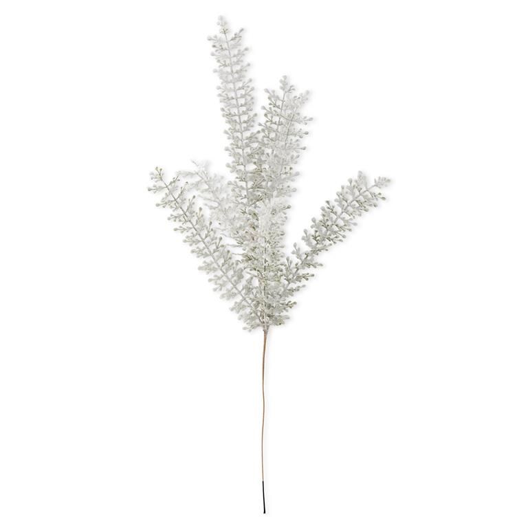 28 Inch Snowy Green Leaf Stem