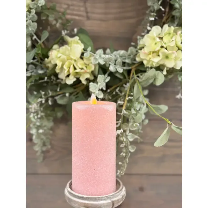 Pink Frosted Moving Flame Candle