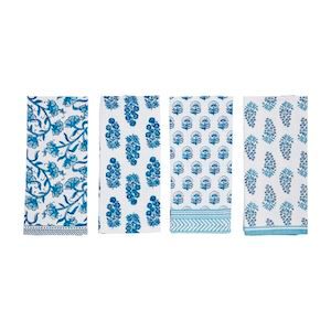 Blue Block Print Towels
