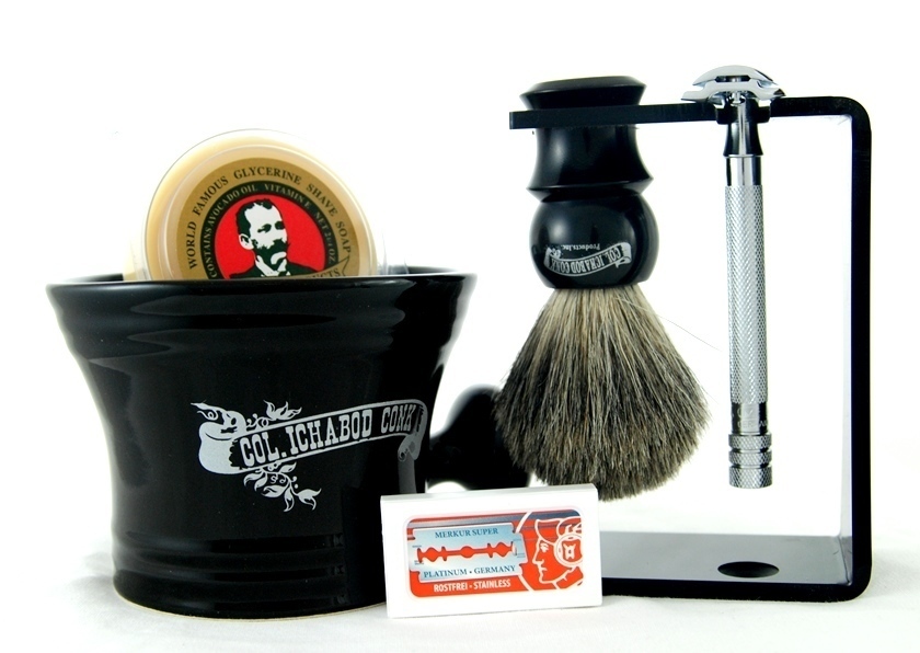 DE SHAVE SET 6PC. with Blk Multi Function Stand #296