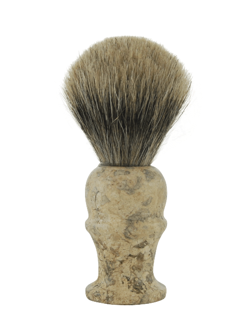 PURE BADGER SHAVE BRUSH, MARBLE FOSSIL HANDLE #160F