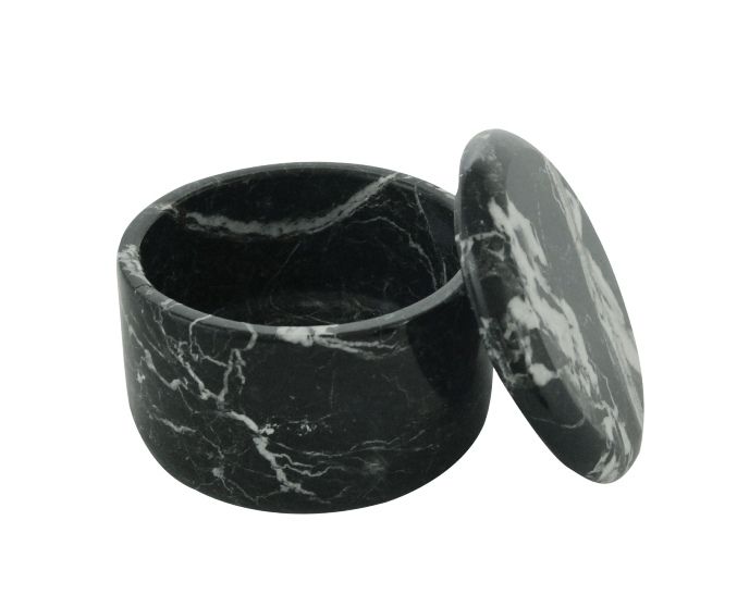 SMALL COVERED MARBLE BOWL in Black (Zebra) #165MB