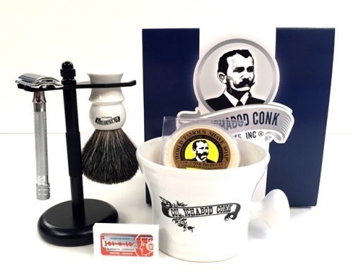 WHITE DE SHAVE SET 6PC. with Long Handle Razor #294-W