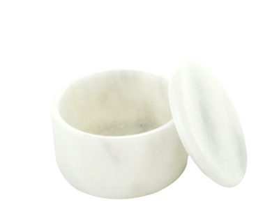 SMALL COVERED MARBLE BOWL in Opaque White #165WM