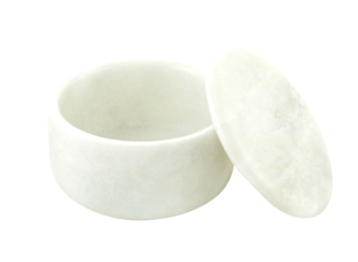 LARGE COVERED MARBLE BOWL in Opaque White #182WM