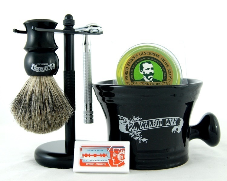 DE SHAVE SET 6PC. with Long Handle Razor #294