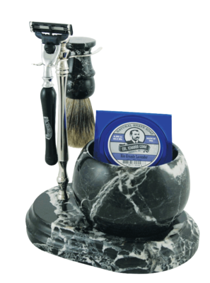 5pc. HAND CRAFTED MARBLE SHAVE SET in Black (Zebra) #251B/C