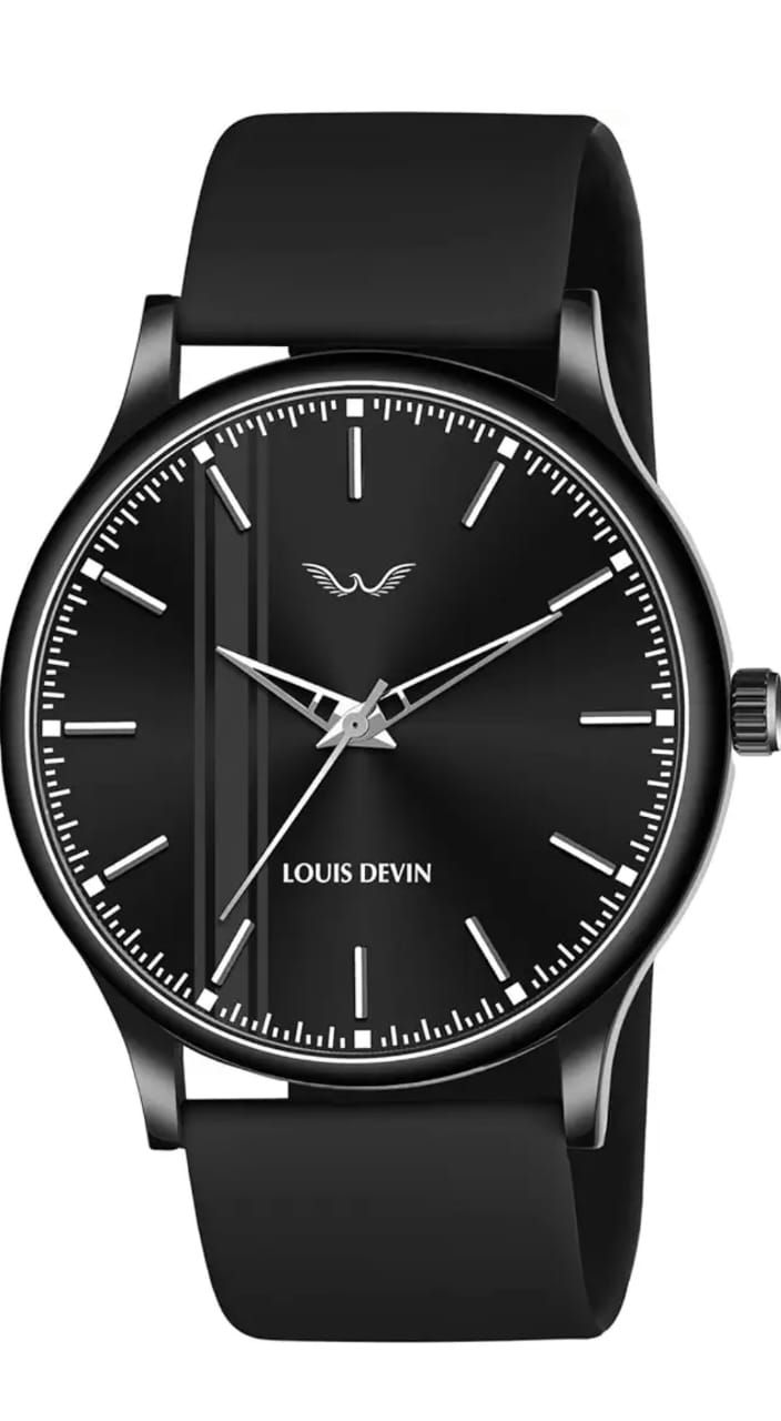 LOUIS DEVIN Silicone Strap Analog Wrist Watch for Men Black | LD-BK054