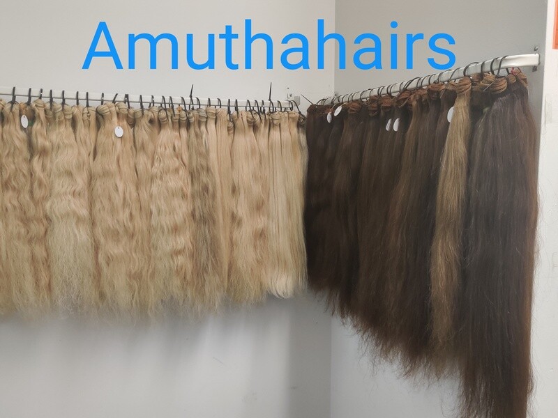 INDIAN  BLOND HAIR EXTENSION  MACHINE WEFT HAIR