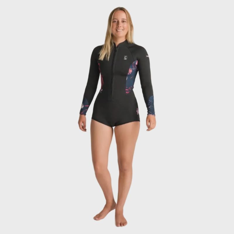 CSKINS WOMENS WETSUIT NUWAVE SOLACE LITE 2:2 SHORTI BLACK/TROPICAL