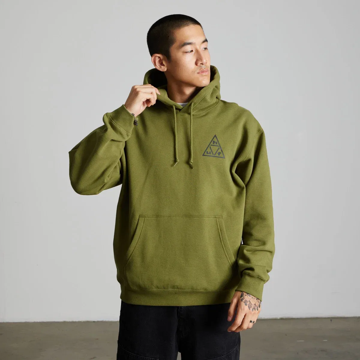 HUF HOOD TRIPLE TRIANGLE OLIVE/BLACK