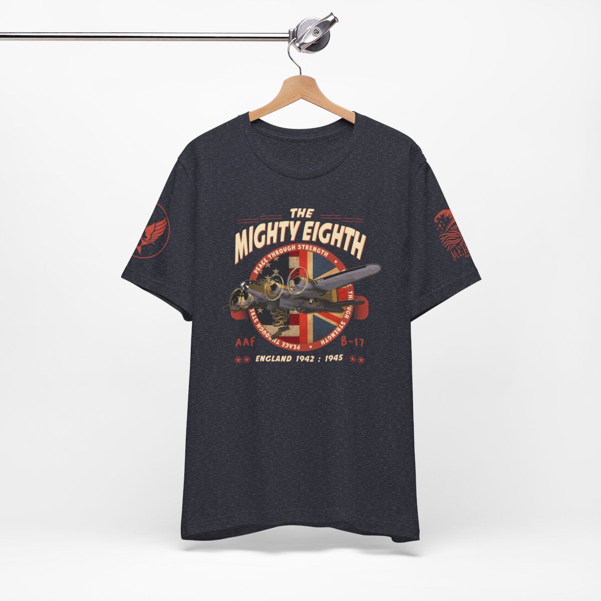 The Mighty Eight, Colors: Heather Navy, Sizes: XS