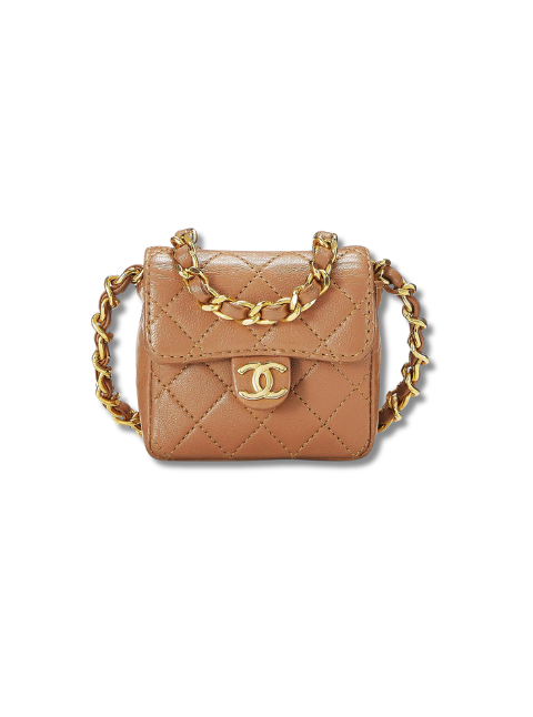 Pre-Loved CHANEL Beige Quilted Lambskin Half Flap Micro
