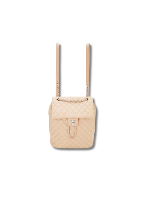 Pre-Loved CHANEL Beige Quilted Lambskin Urban Spirit Backpack Large