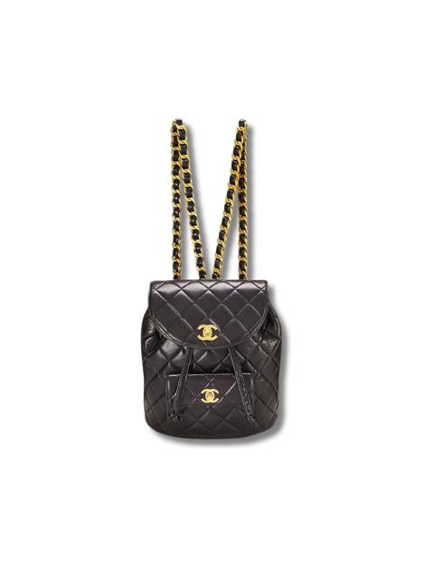 Pre-Loved CHANEL Black Quilted Lambskin Classic Backpack Medium