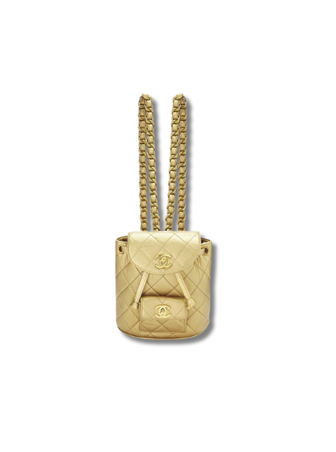 Pre-Loved CHANEL Gold Quilted Lambskin Classic Backpack Small/Mini