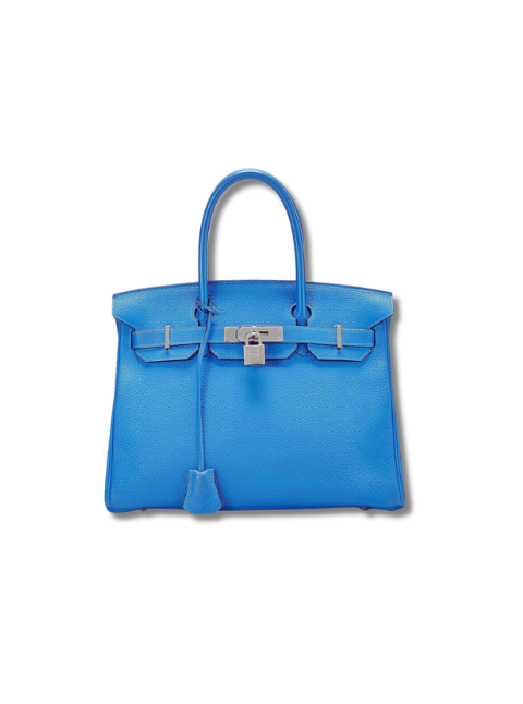 Pre-Loved HERMÈS Blue Zanzibar Clemence Verso Birkin 30