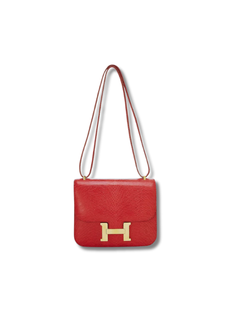 Pre-Loved HERMÈS Rouge Vif Varanus Niloticus Water Monitor Lizard Constance 18