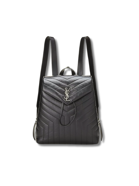 Pre-Loved YVES SAINT LAURENT Black Calfskin Monogram Loulou Backpack Medium