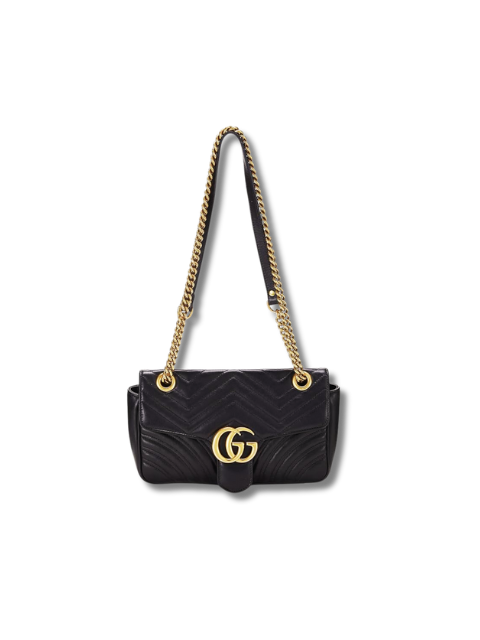 Pre-Loved GUCCI Black Leather GG Marmont Shoulder Bag Small