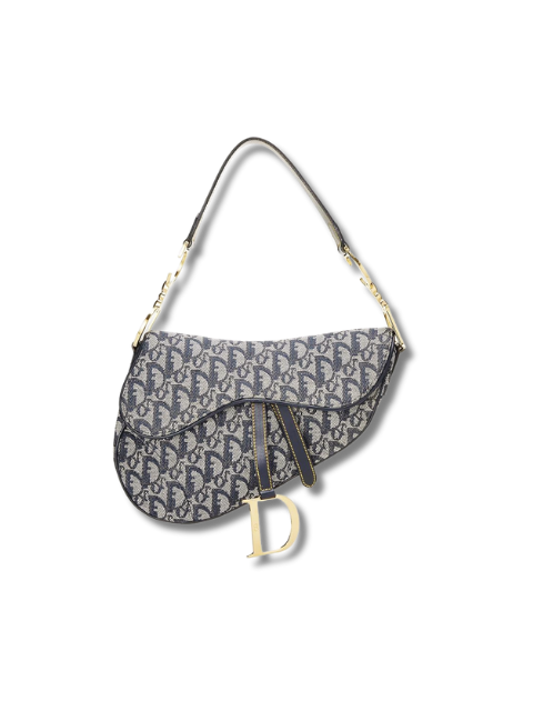 Pre-Loved DIOR Navy Trotter Canvas Saddle Bag Mini