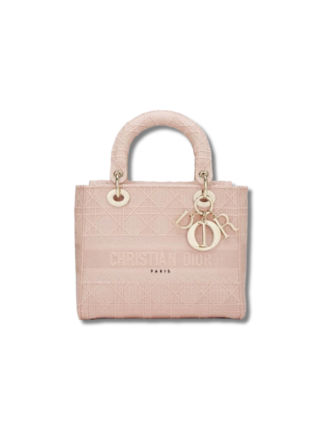 Pre-Loved DIOR Pink Cannage Canvas Lady D-Lite Medium