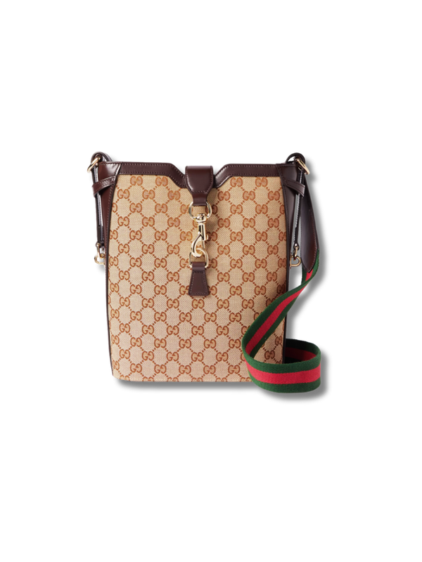 Pre-Loved GUCCI Leather-trimmed jacquard canvas shoulder bag