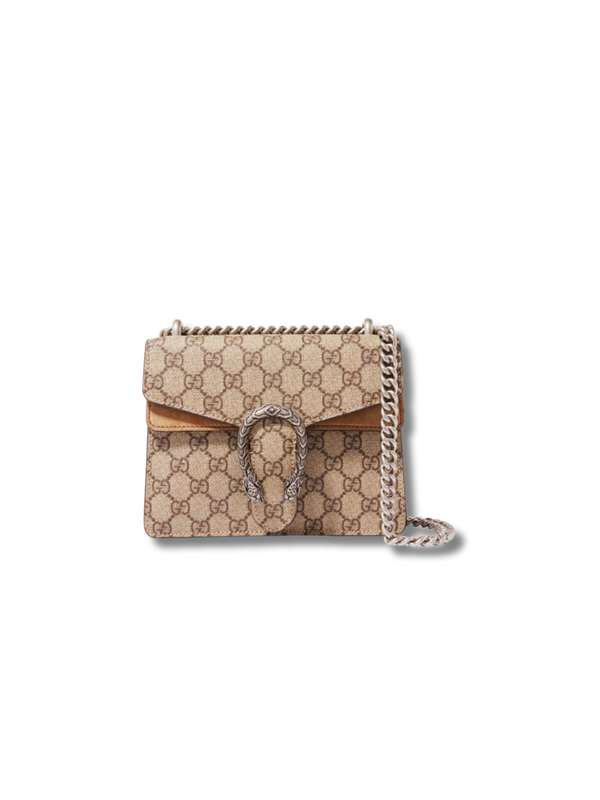 Pre-Loved GUCCI Dionysus mini printed coated canvas and suede shoulder bag