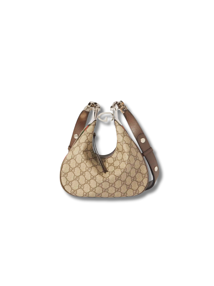Pre-Loved GUCCI Attache small leather-trimmed printed coated canvas shoulder bag