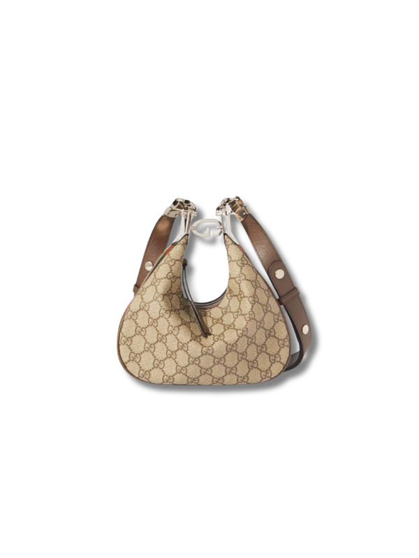 Pre-Loved GUCCI Attache small leather-trimmed printed coated canvas shoulder bag
