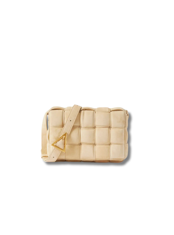 Pre-Loved BOTTEGA VENETA Cassette padded intrecciato suede shoulder bag