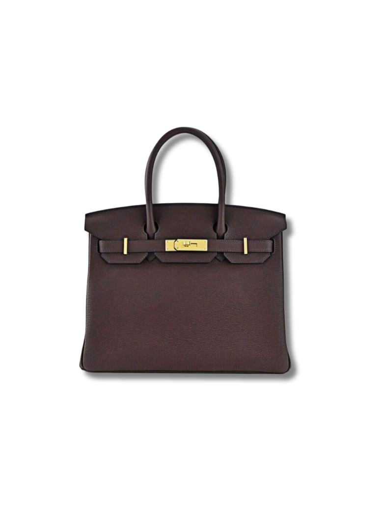 Pre-Loved HERMÈS Birkin 30 Togo Leather Birkin Bag-Red Brown Gold Buckle