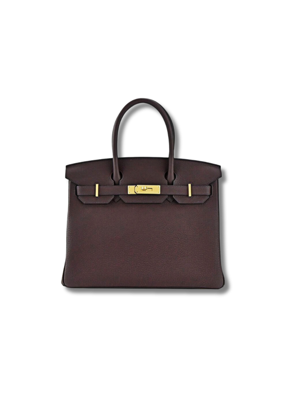 Pre-Loved HERMÈS Birkin 30 Togo Leather Birkin Bag-Red Brown Gold Buckle