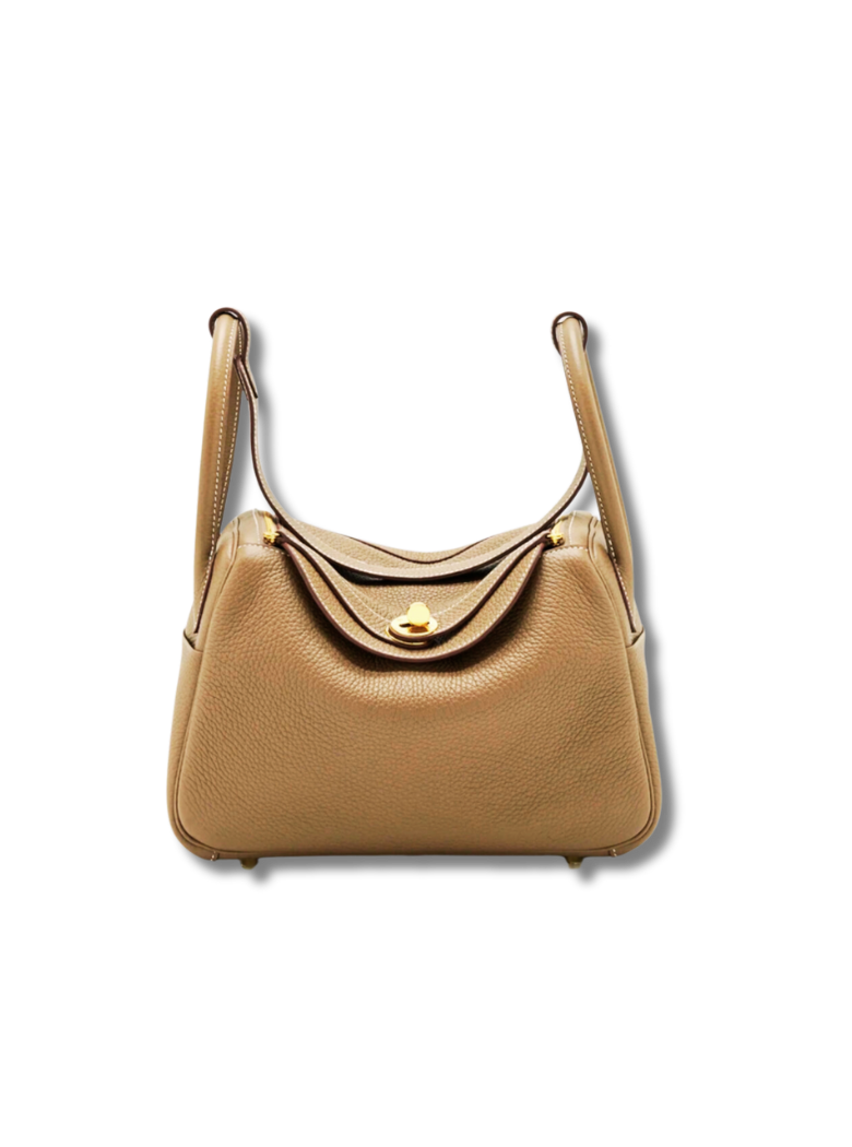Pre-Loved HERMÈS Lindy 26 Taurillon Clemence Leather Handbag - Elephant Gray Gold Buckle