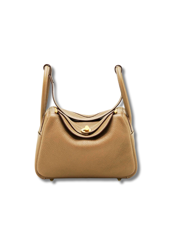 Pre-Loved HERMÈS Lindy 26 Taurillon Clemence Leather Handbag - Elephant Gray Gold Buckle