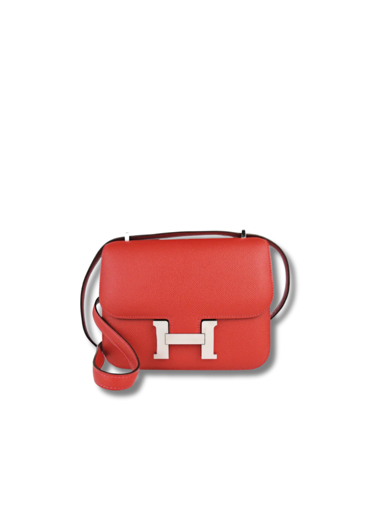 Pre-Loved HERMÈS  Constance 18 Epsom Piccon bag-Ferrari red and silver buckle
