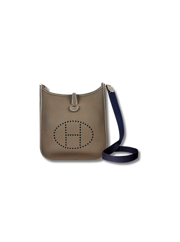 Pre-Loved HERMÈS Hermès Evelyne 16 TPM Taurillon Clemence leather cross-body bag - elephant gray gold buckle