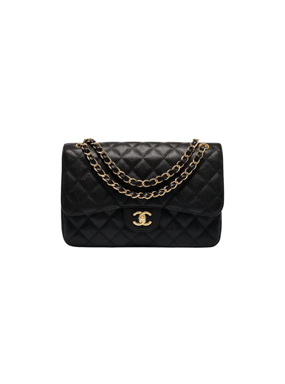 Pre-Loved CHANEL Black Quilted Caviar New Classic Flap Jumbo Gold Hardware