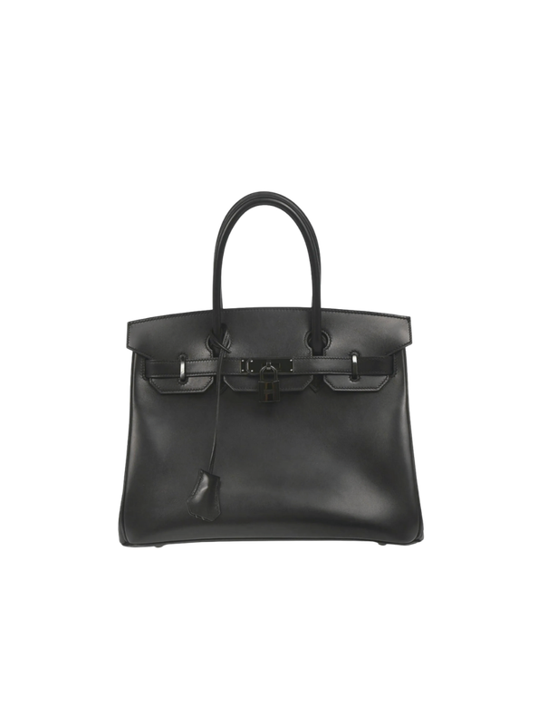 Pre-Loved HERMÈS Tote Box Calf Leather Bag – Black