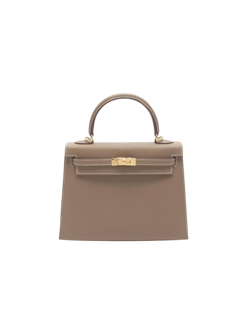 Pre-Loved HERMÈS Kelly 25 Taupe Brown Epsom Gold Buckle