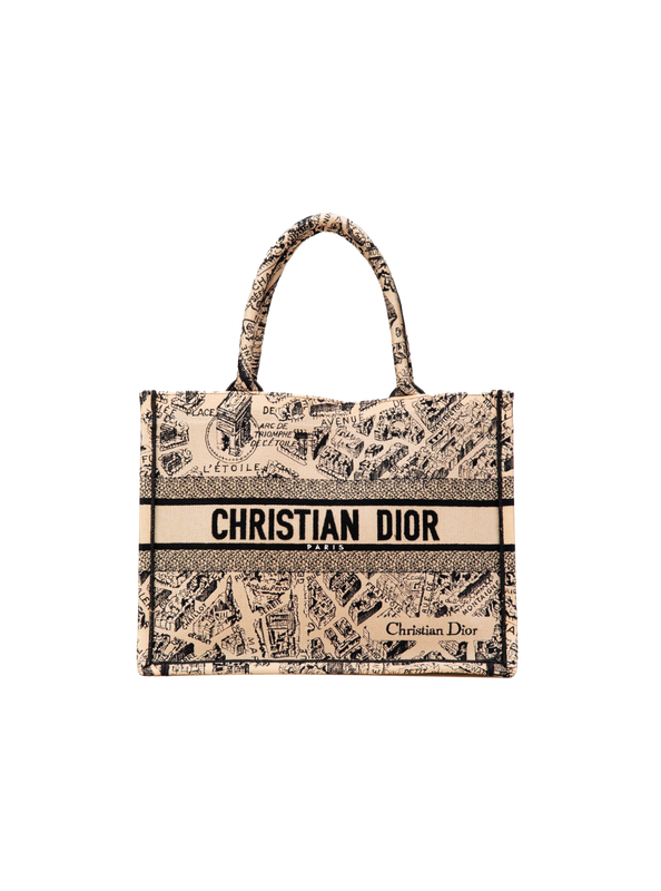 Pre-Loved CHRISTIAN DIOR Medium Plan de Paris Embroidered Canvas Book Tote  Brown