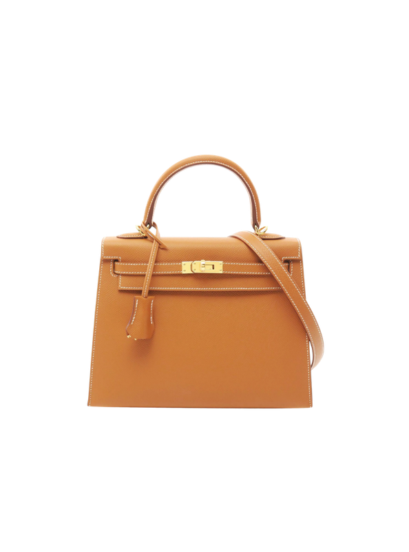 Pre-Loved HERMÈS Kelly 25 Togo Light Brown Gold Buckle