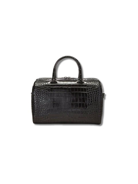 Pre-Loved YVES SAINT LAURENT Black Embossed Leather Convertible Boston Bag