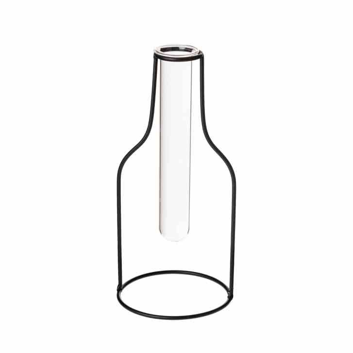 Deko Vase 'Flasche' schwarz  Reagenzglas