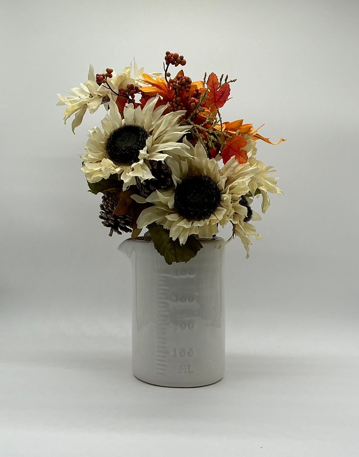 White Measuring Cup Vase