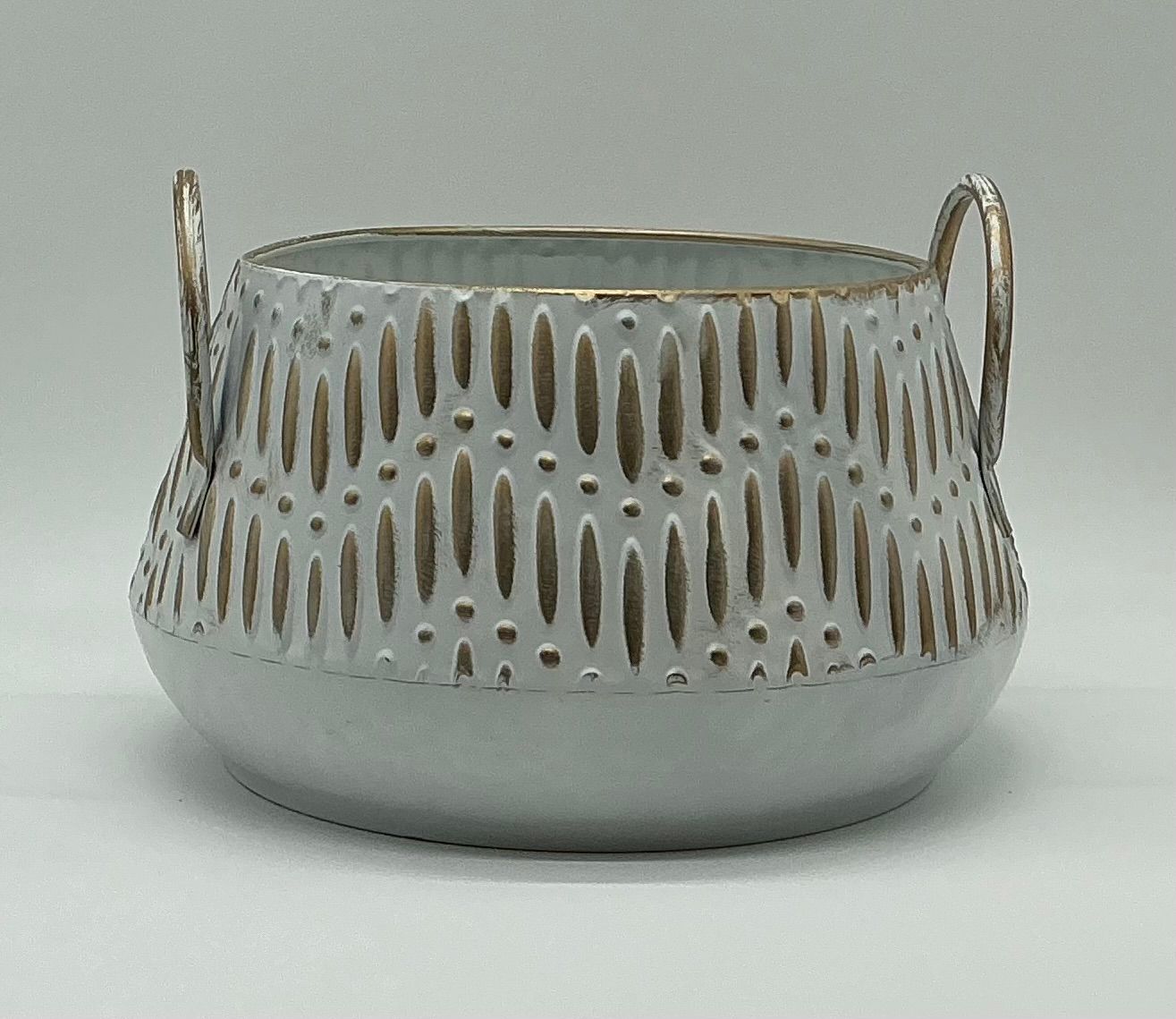 Gold &amp; White Tin Bucket